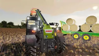 stacking and carting round straw bales -sandbay-fs19