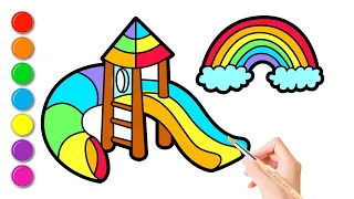 Drawing and Coloring a playground, Let's Draw a Fun Place to Swing and Slide!