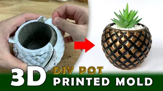 Metallic bronze painting for DIY pot use 3D mold printing