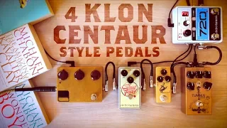 4 Klon Style Pedals (Arc Effects Klone, EHX Soul Food, Mosky Golden Horse, Wampler Tumnus Deluxe)