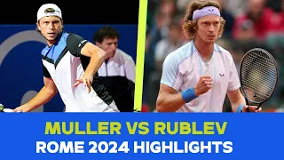 Alexandre Muller vs Andrey Rublev Highlights | Rome 2024