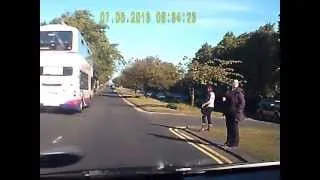 Bad decision by this speeding First bus driver to overtake a cyclist - Great Western Road, Glasgow