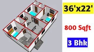 36x22 House Plan || 36x22 Ghar ka Naksha || 36x22 House design || 800 sqft