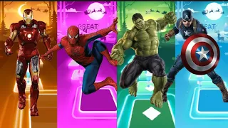 Tiles Hop Battle : Iron Man VS Spiderman VS Hulk VS Captain America Tiles Hop Edm Rush