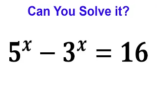 5^(x) - 3^(x) = 16 | Exponential Equation | Algebra