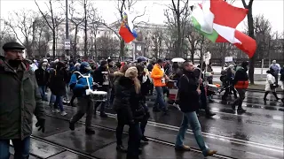 Wien, Demo 29.1.21 – kleine Trommlerabteilung zieht vorbei ...