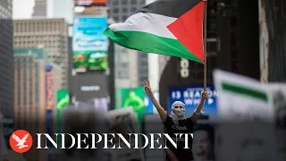 Watch again: Pro-Palestine rally held in New York after Hamas release two American hostages