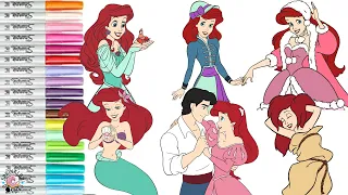 Disney Princess Ariel Coloring Book Compilation Ariels Different Outfits Princes Eric Sebastian