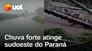 Chuvas e ventos fortes atingem e fazem estrago no sudoeste do Paraná; veja vídeos