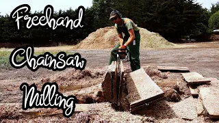 Making Live Edge Cladding With A Chainsaw - Freehand Milling - UK
