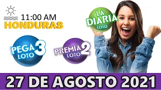 Sorteo 11 AM Resultado Loto Honduras, La Diaria, Pega 3, Premia 2, Viernes 27 de agosto 2021 |✅🥇🔥💰