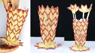 How to make flower vase with matchsticks | Flower vase diy | Matchstick Craft