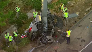 4 killed when car slams into sign pole on 710 Freeway in South Gate | ABC7