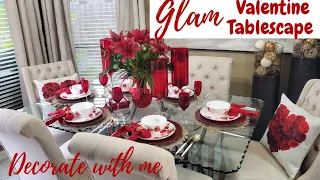 Glam Valentine Tablescape|Glam Valentine's Tablescape ideas|Valentine's Tablescape Decorate with me.