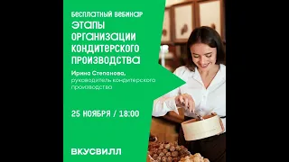 Вебинар Этапы организации кондитерского производства