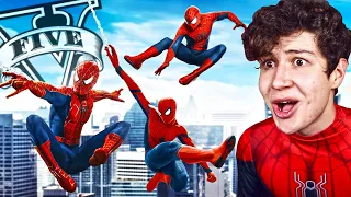 JUGANDO con los 3 SPIDERMAN en GTA 5! (Mods)