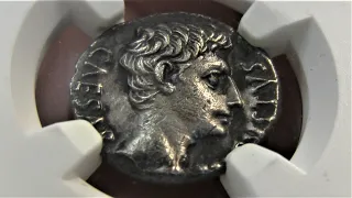 Augustus Caesar AR Denarius 19 BC - Roman Empire AU NGC