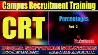 Campus Recruitment Training (CRT) |Aptitude| Percentages Part - 2