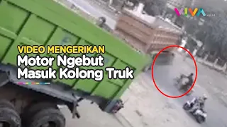 Hilang Kendali! Pemotor Tabrak Truk hingga Masuk Kolong