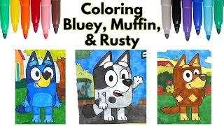 🐶 Bluey & Friends Coloring Party! Meet Bluey, Muffin & Rusty | Fun Art Playtime 🎨🌈