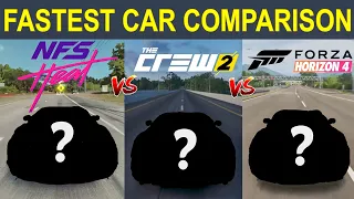 FASTEST CAR In Forza Horizon 4 vs Need For Speed Heat vs The Crew 2 l FH4, TC2, NFS Heat Comparison