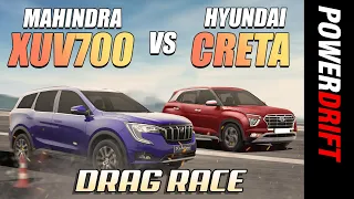 Mahindra XUV700 Vs Hyundai Creta - Turbo SUV Battle | Drag Race | PowerDrift X Acko Insurance