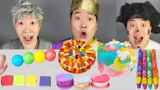 Rainbow Dessert Kohakuto, Cube Cheese, Cake. Jelly ASMR MUKBANG | TikTok Funny Video