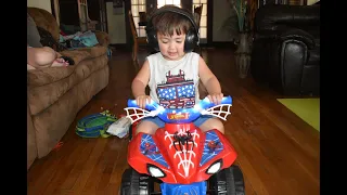 UNBOXING 6V LIGHT-UP QUAD SPIDER-MAN WHEELER FOR KIDS FROM WALMART