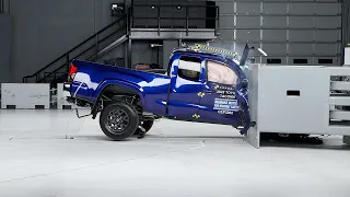 2022 Toyota Tacoma extended cab passenger-side small overlap IIHS crash test