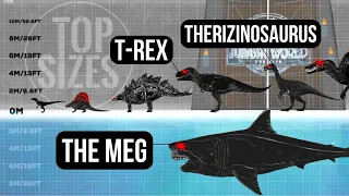 The Meg vs Jurassic World Dinosaurs | Size Comparison | The Meg 2 The Trench