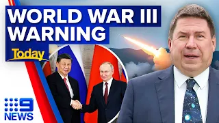 China issues grim warning for possible 'World War III' | 9 News Australia