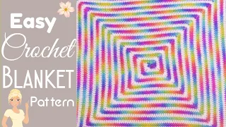 Continuous Spiral Crochet Blanket 🧶 Easy Spiral Granny Square Crochet Baby Blanket  🌈 Picasso