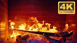 🔥 Cozy & Relaxing Night with Fireplace Burning 4K ULTRA HD Video & Crackling Fire Sounds 3 HOURS