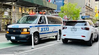 **GET OUT OF THE WAY** ~ **NYPD VAN RESPONDING AGAINST TRAFFIC USING PA SYSTEM WARNING EVERYONE**