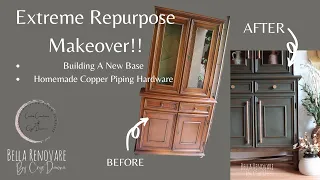 Extreme Repurpose Furniture Makeover-Building A New Base & Making Copper Hardware W/ Bella Renovare