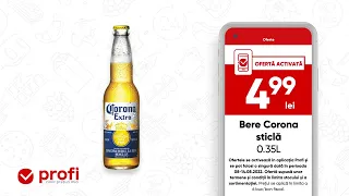 Săptămâna aceasta ai bere Corona la 4.99 lei doar activând oferta în Aplicația Profi