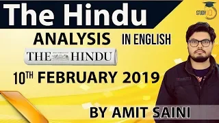 English 10 February 2019 - The Hindu Editorial News Paper Analysis [UPSC/SSC/IBPS] Current Affairs