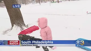 Snowy Saturday Brings Sledding Opportunities In South Philadelphia