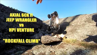 AXIAL SCX II JEEP WRANGLER vs HPI TOYOTA FJ CRUISER "Rockfall Climb"