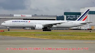 Air France Boeing 777-328ER - F-GZNR on pushback at gate 67 in YVR