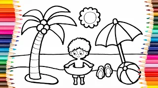 How to Draw Rainbow Seaside For Kids And Toddlers