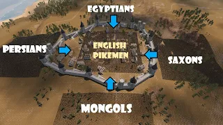 Village Defence | Mongols, Persians, Saxons & Egyptians vs English Pikemen | UEBS 2