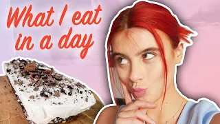 What I eat in a day 😱🍓🍝🍰🍒