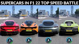 F1 22 HOW FAST SUPERCARS ARE ?? | TOP SPEED BATTLE OF ALL SUPERCARS IN F1 22 | TOP 10 FASTEST CARS