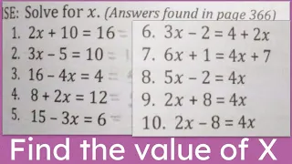 Solve for X. Find the value of X