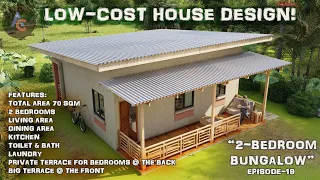 Low cost  2-Bedroom Bungalow Simple House Design Ideas