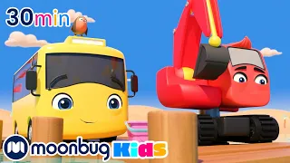 Buster Goes to Treasure Island | Moonbug Kids | Cars | Car songs for Kids | Go Buster!