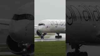 A350 ROAR! Virgin Atlantic departing Manchester in the wet