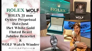 VLOG #ROLEX DateJust 31MM 18ct WG Fluted Bezel Jubilee Bracelet & WOLF #WatchWinder #197