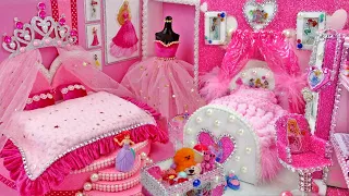 4 DIY Miniature Disney Princess Dollhouse ~ Pink Barbie Hacks